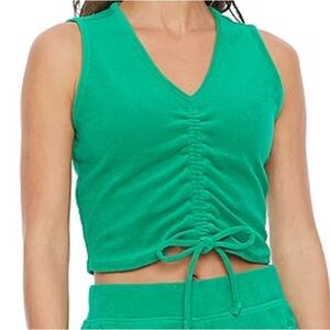 Juicy Couture sleeveless cropped cinched front Woman’s tank XL green